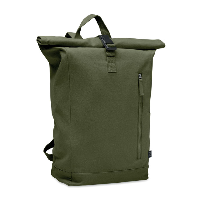 Sac à dos publicitaire enroulable coton recyclé 390g KAMET vert armée vert